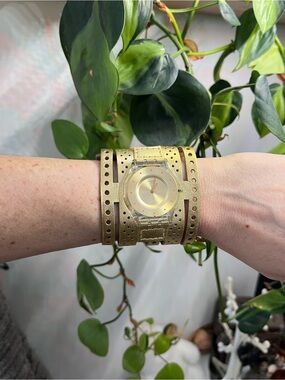 RARE Swatch gold leather watch